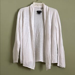 Sutton Studio Women’s White Open-Front Cardigan Size S
